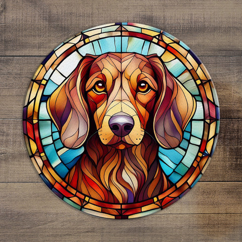 Dachshund Red Glass Suncatcher Worktop Saver